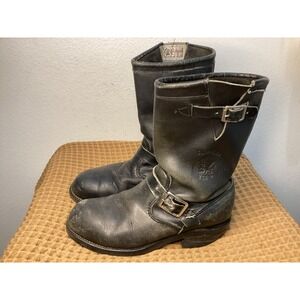 Vintage Chippewa Mens Sz 7.5 D Black Leather Motorcycle Engineer Steel Toe Boots